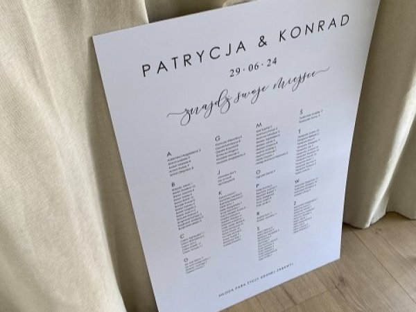Tablica gości - plan stołów