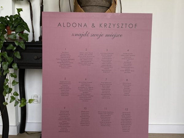 Tablica gości - plan stołów